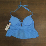 Salt + Cove Juniors Crochet Ruffle-Trim Midkini Swim Top SC25089TT Capri Blue L