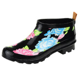 Journee Collection Womens Short Rainer Rain Boot Bootie Floral Black 7M