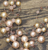 Studio Works Pearl Faux Pearl Beaded Wire Necklace Pink / Silver Gray 16" + 3"