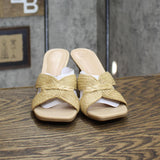 A New Day Women's Tia Mule Heels 89530591 Beige Brown 7.5M