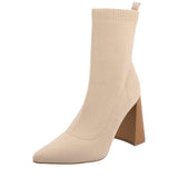 Journee Collection Womens Tru Comfort Foam Noralinn Booties Knit Beige Brown 6W