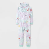 Cat & Jack Girls Union Suit One Piece Pajama 85207054 White Tie-Dye XL