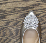 Journee Collection Width Slip On Pointed Toe Ballet Dress Flats Silver Gray 5.5W