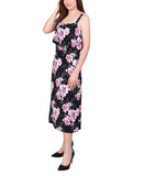 Ny Collection Wide-Strap Sundress with Flounce Overlay Bodice Black Multi S
