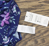 Cupshe Womens Floral Flutter Strap Standard One Piece Swimsuit Navy Blue S