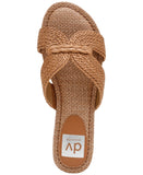 DV Dolce Vita Raffia Criss Cross Strap Flat Slide Sandals Cafe Brown 5.5M
