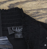 Belldini Mixed-Media Embellished Knit Peplum Top with Lace Sleeves Black 1X