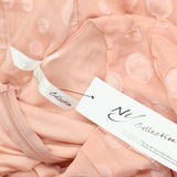 Ny Collection Short Sleeve Belted Swiss Dot Dress Rose Multi Circle Pink PS