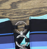 Michael Michael Kors Ring Accent Striped One-Piece Swimsuit Black Blue Multi 12