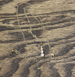 Round Cut Crystal Stacked Pendant Necklace Gold / Clear 16" + 3"