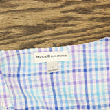 Miss Elaine 3/4-Sleeve Plaid Zip Robe Nightgown Navy Turquoise Plaid Blue L