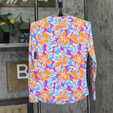 Roxy Womens Long Sleeve Rashguard Shirt Top 434003087 Multi Floral Blue XS