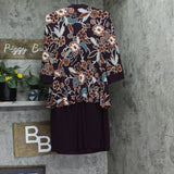 R&M Richards 2-Piece Printed Jacket  with Dress Necklace Eggplant Purple 10P
