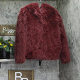 Wild Fable Short Faux Fur Jacket with Hook Closure and Shawl Collar Maroon Red L