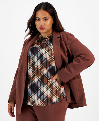 Bar III Womens Plus Size Notched-Collar One-Button Jacket 10849563