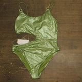 Red Carter Womens Shine Metallic One Piece Swimsuit RCCS25885 Aloe Green XL