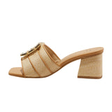 A New Day Kathleen Raffia Buckle Block Heels 92611276 Beige Brown 6.5M