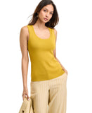 Tahari Asl Womens Sleeveless Sweater Knit Tank Top Ochre Green Yellow L