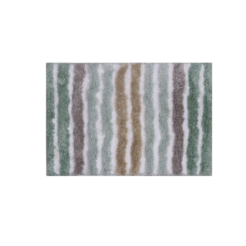 Home Weavers Collection Rectangle Striped Bathroom Rug Mat Green Multi 17 x 24