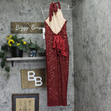 Emerald Sundae Womens Glitter Lace Bodycon Halter Dress JYP3473 Medium Red XS