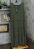 White Mark Womens Plus Tiered Calf Midi Dress PS315 Olive Green 2X