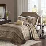 Madison Park Reversible Quilted 3-Piece Bedspread Set Brown / Gold Queen