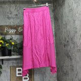 DKNY Handkerchief Hem Mixed Media Maxi Skirt P4DN8X10 Vivid Pink XS