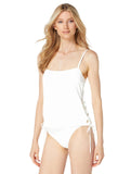 Michael Michael Kors Womens Grommet Side Tie Tankini Swim Top MM30322 White L