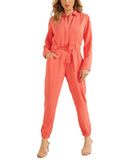 Guess Womens Button Up Neva Utility Jumpsuit W2GA25WDX72 Salmon Pink S