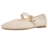 DV Dolce Vita Womens Woven Mulaney Strap Ballet Flat Ivory Off White 8.5M