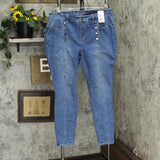G By Giuliana Women G-Sculpt Skinny Ankle Jean with Buttons Malibu Wash Blue 18W
