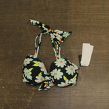 Salt + Cove Daisy Dance Strappy Underwire Push-Up Bikini Swim Top Black Multi XS