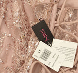 Blondie Nites Juniors Glitter Sequined Corset-Bodice Gown 3960BN Rose Pink 13