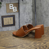 A New Day Arden Chop-Out Block Heels 93320215 Cognac Brown 6M