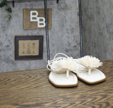 INC International Concepts Womens Gilma Flower Flat Sandals White Smooth 8M