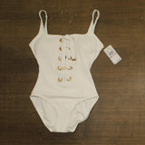 Michael Michael Kors Solid Lace-Up Front One-Piece Swimsuit Grommet White 6
