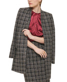 Calvin Klein Womens Petites Tweed Midi Open-Front Blazer Jacket T29JF332