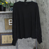 City Chic Plus Size Tarynn Top Turtle Neck Long Lurex Sleeved Blouse Black 2XL