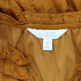 LC Lauren Conrad Womens Long Sleeve Lined Babydoll Dress Rust Orange S