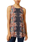 Gypsies & Moondust Juniors  Mirror Print Tunic Tank Gray Multi XL