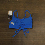 Salt + Cove Ribbed Scrunch Scoop-Neck Bralette Bikini Top Cosmic Cobalt Blue S