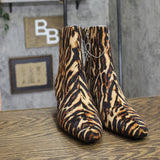 A New Day Womens Tigris Boots Block Heel 94568630 Tiger Print Brown 9M