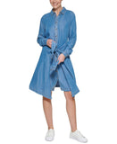 Karl Lagerfeld Paris Womens Button Up Tie-Waist Shirtdress LD1LD651