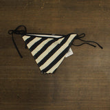Solid & Striped Womens The Iris String Bikini Bottom Noir Black / Khaki Stripe L