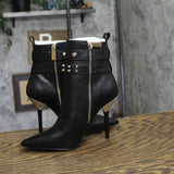 Michael Michael Kors Amal Studded Leather Ankle Boots Stiletto Heel Black 6M