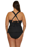 Becca Bandeau Tankini Swim Top with Tie-Back 6543557 Black 2X