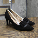 Journee Collection Mica Faux Suede Pointed Toe Ruffle Skinny Heels Black 6M