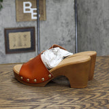 Sun + Stone Womens Alina Studded Platform Sandals 10011740200 Cognac Brown 7M