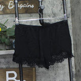 INC International Concepts Lace Trim Elastic Waist Satin Lingerie Shorts Black S