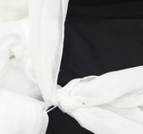 Calvin Klein Neck Chiffon Waist Tie Sash Crepe Skirted Dress Cream / Black 14